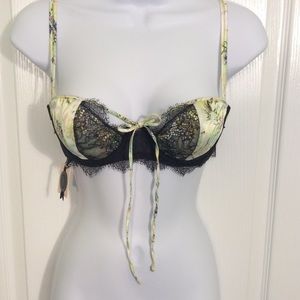 NWT VS Designer Lace & Silk Yellow & Green Bra